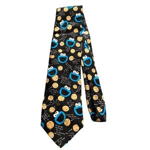 Vintage Sesame Street Cookie Monster 100% Silk Tie - Novelty Necktie
